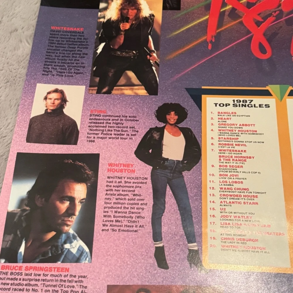 Pringles Billboard Rock ’87‎ 1987 Promo Poster Madonna Bon Jovi U2 Whitney
